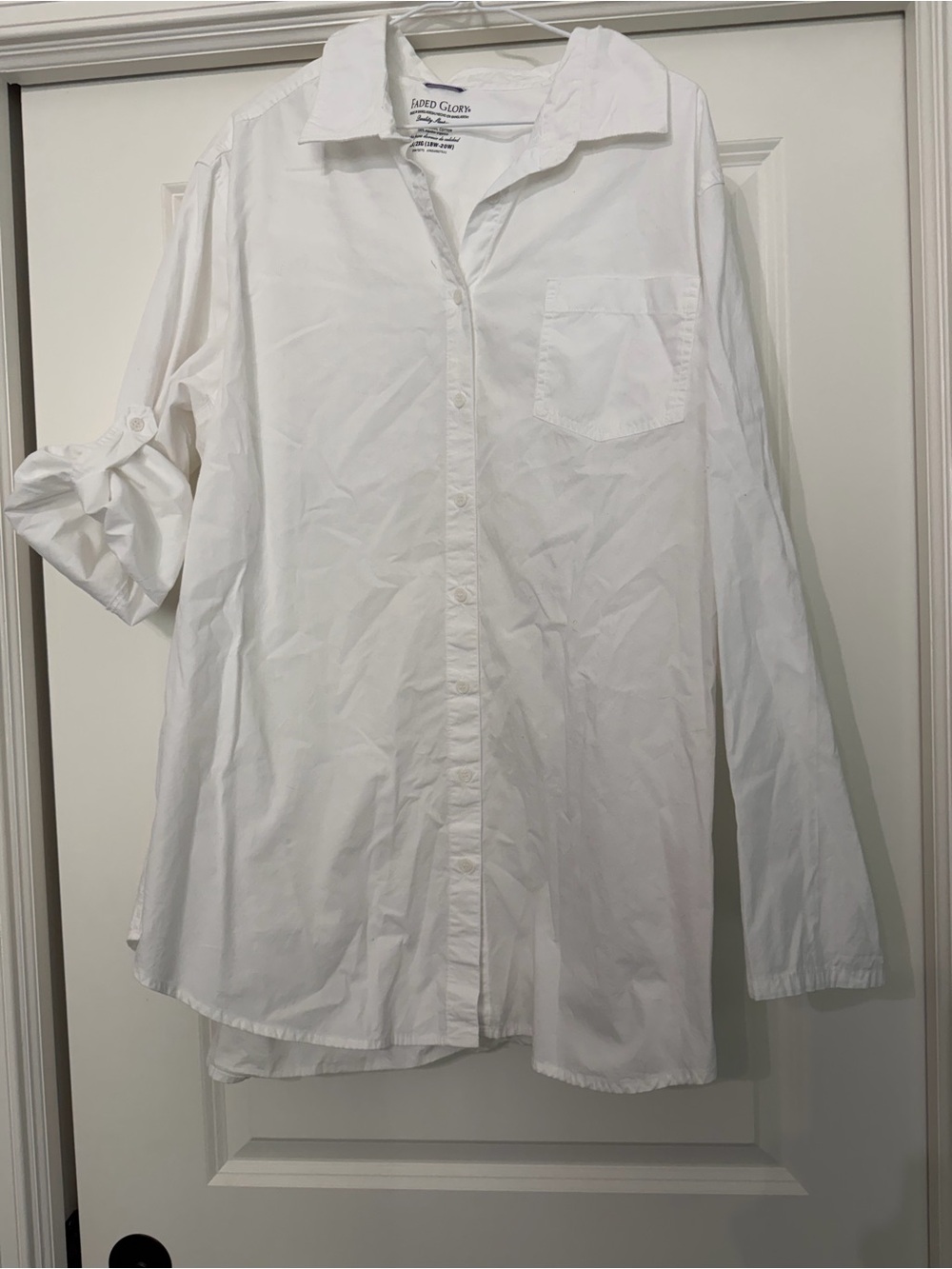 White Button-Up Shirt Long 34 Inches